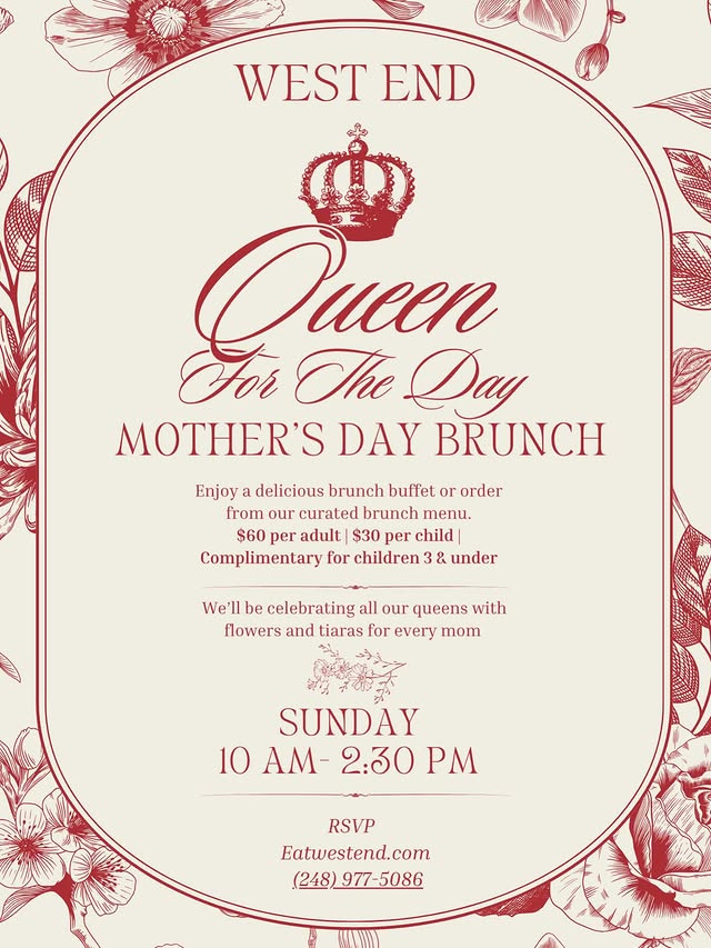 She deserves nothing less 🤍
Join us at West End for a Queen for the Day Mother’